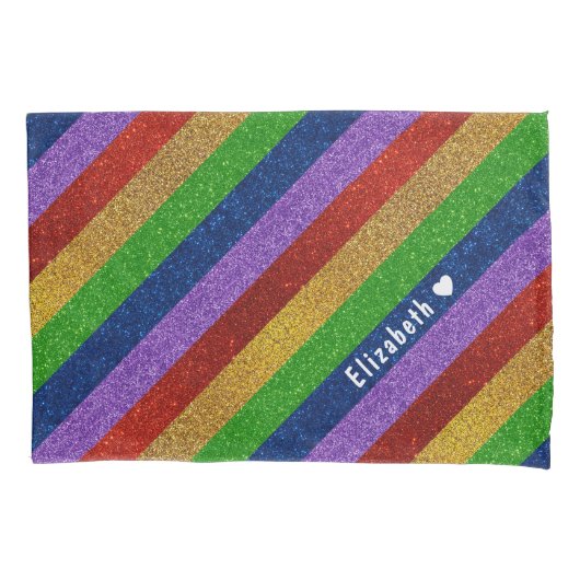 Helle und Funkelnd Regenbogen-Imitate Glitzer Stre Kissenbezug (Vorderseite)