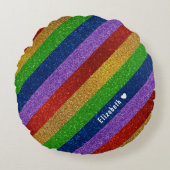 Helle und Funkelnd Regenbogen-Imitate Glitzer Stre Rundes Kissen (Vorderseite)