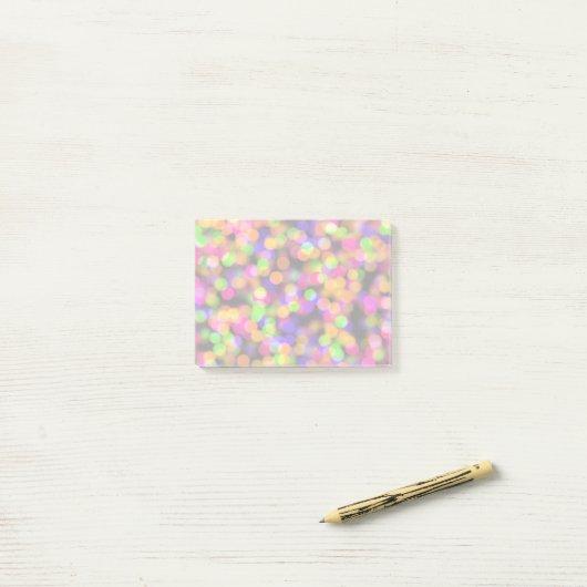 Helle und funkelnde Lichter Bokeh Hintergrund Post-it Klebezettel (Auf Schreibtisch)