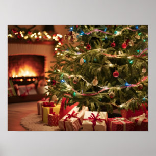 Helle und glänzende Weihnachtsbaumleuchten Poster