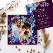 Helle und kühn blühende Magenta Winterhochzeit Save The Date