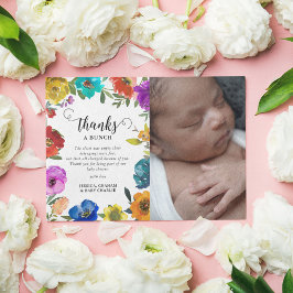 Helle und kühne Floral Baby Dusche Dankeskarte
