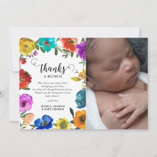 Helle und kühne Floral Baby Dusche Dankeskarte