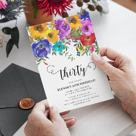 Helle und kühne Florals zum 30. Geburtstag Einladung