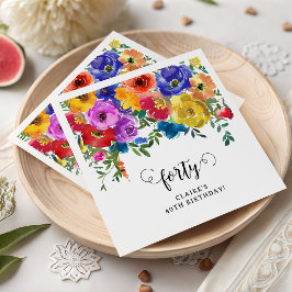 Helle und kühne Florals zum 40. Geburtstag Serviette