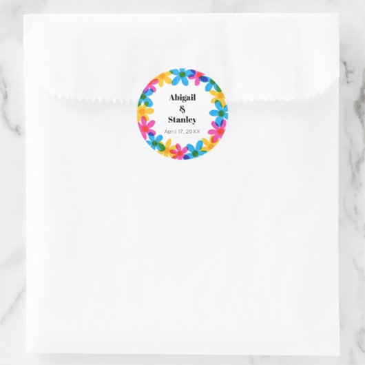 Helle und kühne Hippie-Blume Frühjahrssehen Runder Aufkleber (Tasche)