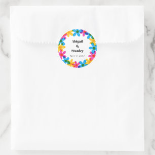 Helle und kühne Hippie-Blume Frühjahrssehen Runder Aufkleber