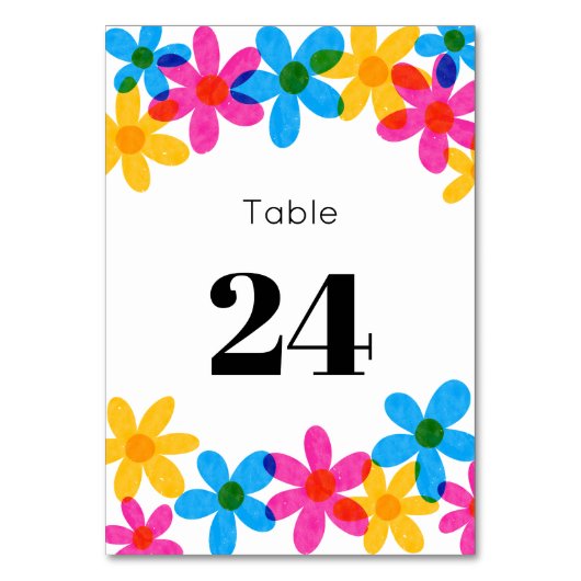 Helle und kühne Hippie-Blume Frühjahrssehen Tischnummer (Vorderseite)