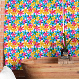 Helle und kühne Hippie-Blume Frühlingsfloral Stoff