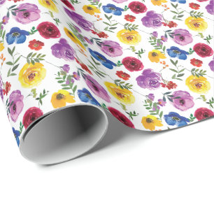 Helle und kühne Wasserfarben-Blumengeschenkverpack Geschenkpapier