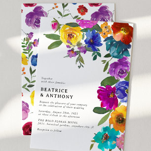 Helle und kühne Wasserfarben-Hochzeit im Floral-St Einladung