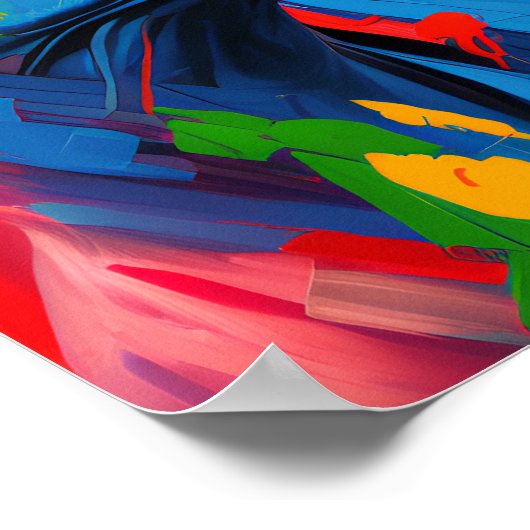 Helle und lebendige T-Rex-Illustration Digitale Ku Poster (Ecke)