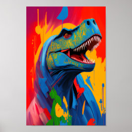 Helle und lebendige T-Rex-Illustration Digitale Ku Poster
