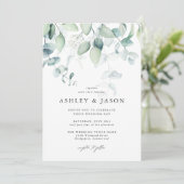 Helle und luftige Eukalyptus Greenerity Wedding Einladung (Stehend Vorderseite)