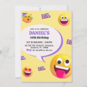 Helle und lustige moderne emoji thematisiert 10. G Einladung (Vorderseite)