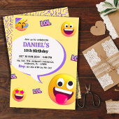 Helle und lustige moderne emoji thematisiert 10. G Einladung