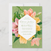 Helle und mutige Einladung zur Blumenhochzeit (Vorderseite)