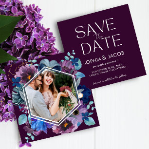 Helle und mutige florale Magenta-Winterhochzeit Save The Date