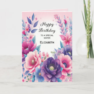 Helle und Niedliche rosa Lila blaue Blütenkarte Karte