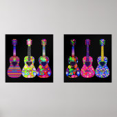 Helle und schöne Boho Hippie Style Gitarren Bilderwand Sets (Vorderseite)