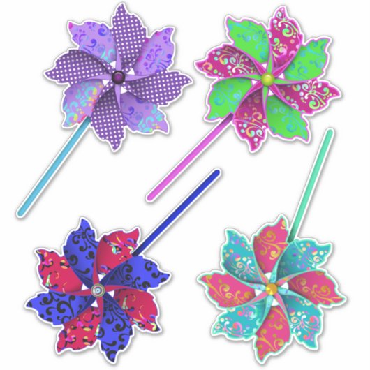 Helle und schöne farbenfrohe Pinwheels Aufkleber (Vorderseite)