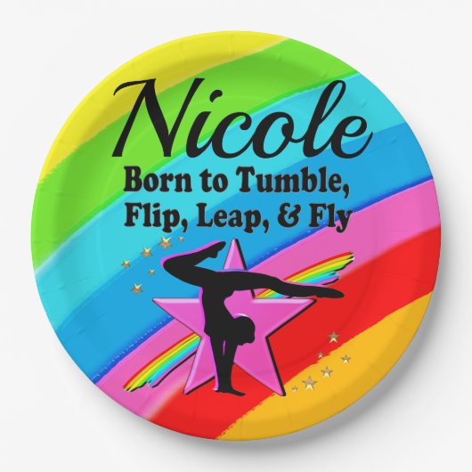 HELLE UND SCHÖNE GYMNAST-MÄDCHEN-DESIGN PAPPTELLER (Vorderseite)