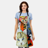 Helle und schöne Katzen Schürze (Getragen)