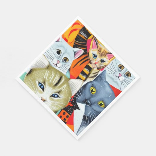 Helle und schöne Katzen Serviette (Ecke)