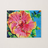 Helle und sonnige Pink-Hibiskus-Puzzles Puzzle (Horizontal)