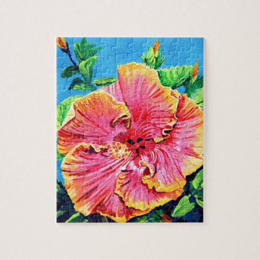 Helle und sonnige Pink-Hibiskus-Puzzles Puzzle (Vertikal)