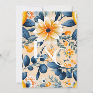 Helle und zitrusartige florale Hochzeit Einladung