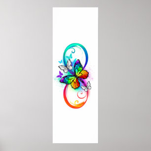 Helle Unendlichkeit mit Regenbogen-Schmetterling Poster