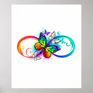 Helle Unendlichkeit mit Regenbogen-Schmetterling Poster