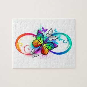 Helle Unendlichkeit mit Regenbogen-Schmetterling Puzzle