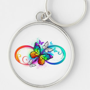 Helle Unendlichkeit mit Regenbogen-Schmetterling Schlüsselanhänger
