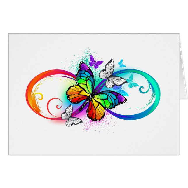 Helle Unendlichkeit mit Regenbogenschmetterling (Vorderseite (Horizontal))