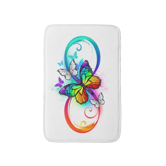 Helle Unendlichkeit mit Regenbogenschmetterling Badematte (Vorderseite Vertikal)