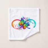 Helle Unendlichkeit mit Regenbogenschmetterling Badhandtuch Set (Waschlappen)
