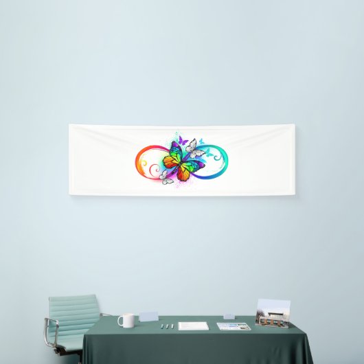Helle Unendlichkeit mit Regenbogenschmetterling Banner (Messeveranstaltung)