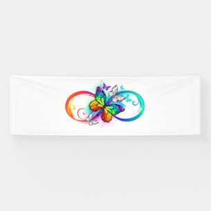 Helle Unendlichkeit mit Regenbogenschmetterling Banner