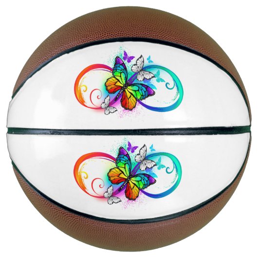 Helle Unendlichkeit mit Regenbogenschmetterling Basketball (Vorderseite)