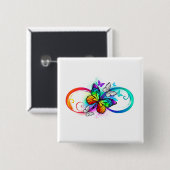 Helle Unendlichkeit mit Regenbogenschmetterling Button (Vorne & Hinten)