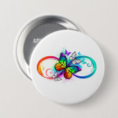 Helle Unendlichkeit mit Regenbogenschmetterling Button (Vorne & Hinten)