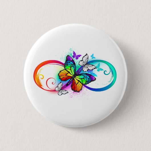 Helle Unendlichkeit mit Regenbogenschmetterling Button (Vorderseite)