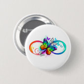 Helle Unendlichkeit mit Regenbogenschmetterling Button (Vorne & Hinten)