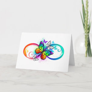 Helle Unendlichkeit mit Regenbogenschmetterling Dankeskarte