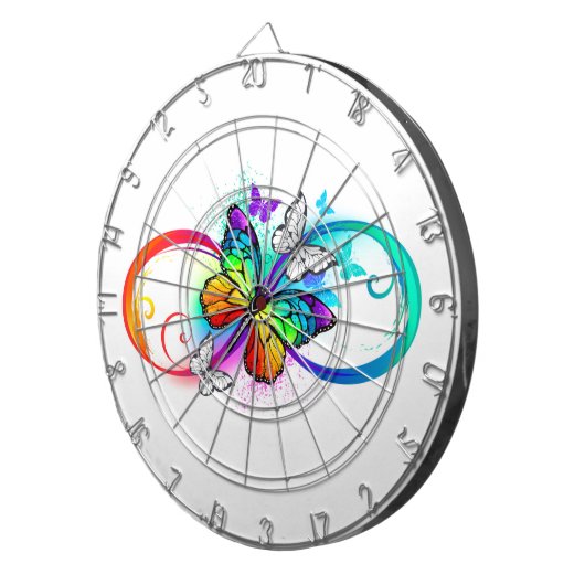 Helle Unendlichkeit mit Regenbogenschmetterling Dartscheibe (Vorderseite rechts)