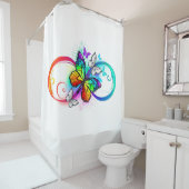 Helle Unendlichkeit mit Regenbogenschmetterling Duschvorhang (Beispiel)