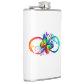 Helle Unendlichkeit mit Regenbogenschmetterling Flachmann (Rechts)