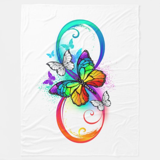 Helle Unendlichkeit mit Regenbogenschmetterling Fleecedecke (Vorderseite)